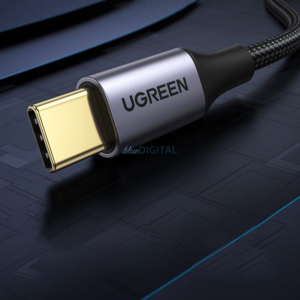 Ugreen US187 USB3.0 A/M és USB-C/M 2M kábel sötétszürke alumínium köpennyel Fekete