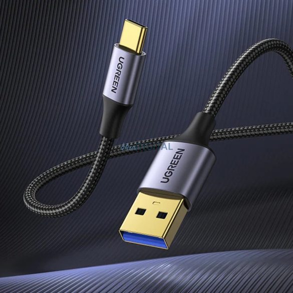 Ugreen US187 USB3.0 A/M és USB-C/M 2M kábel sötétszürke alumínium köpennyel Fekete