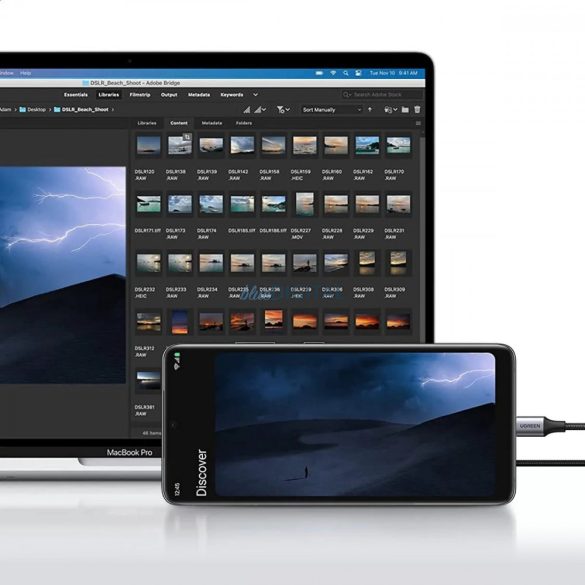 Ugreen US187 USB3.0 A/M és USB-C/M 2M kábel sötétszürke alumínium köpennyel Fekete