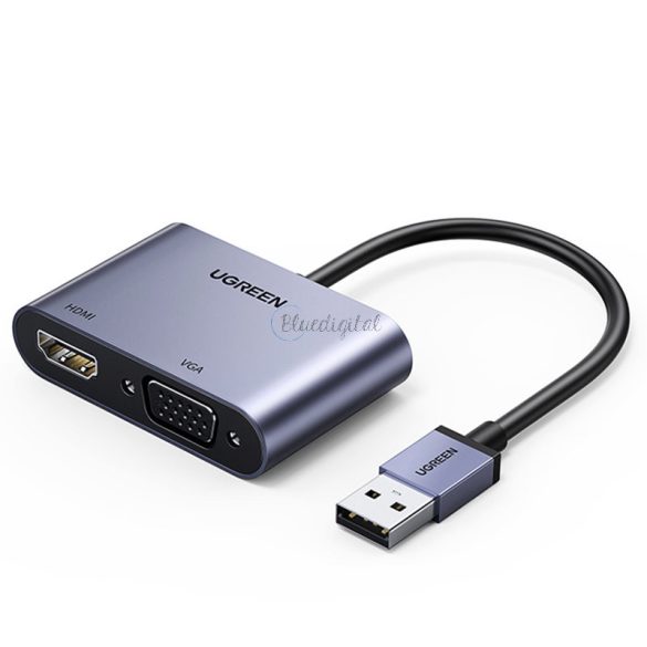 Ugreen USB konverter adapter - HDMI 1.3 (1920 x 1080 @ 60Hz) + VGA 1.2 (1920 x 1080 @ 60Hz) szürke (cm449)