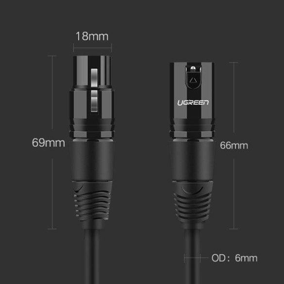 Ugreen mikrofon kábel hosszabbítót XLR (anyai) - XLR (apa) 1 m (AV130)