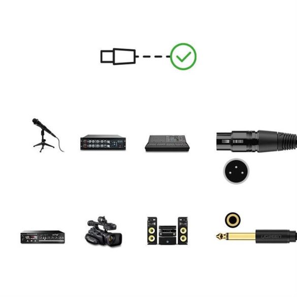 Ugreen mikrofonkábel XLR (anyai) - 6,35 mm-es jack (apa) 2 m fekete (20719 AV131)