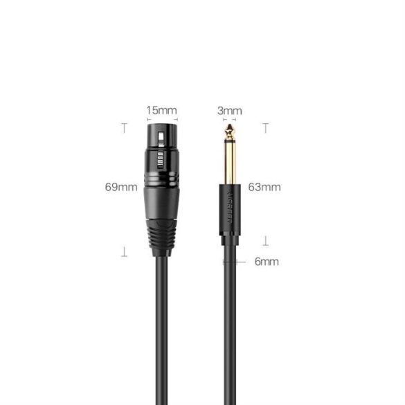 Ugreen mikrofonkábel XLR (anyai) - 6,35 mm-es jack (apa) 5 m (AV131)