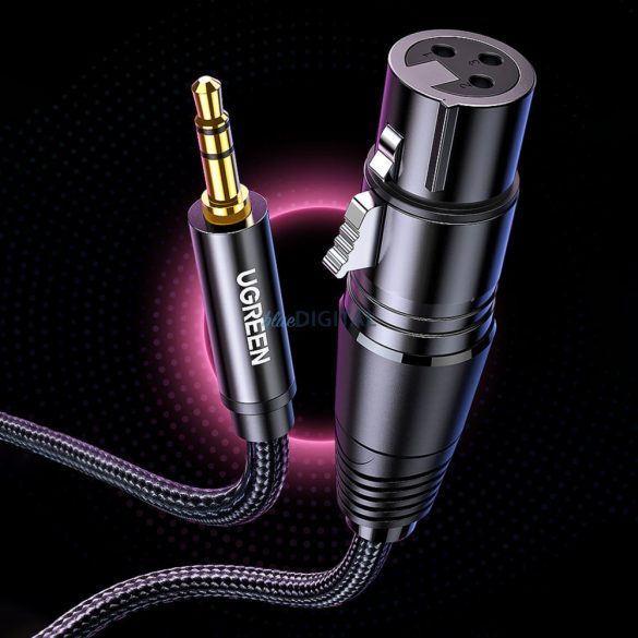 Ugreen audiokábel 3.5mm mini jack (apa) - XLR (női) 1m fekete (AV182)