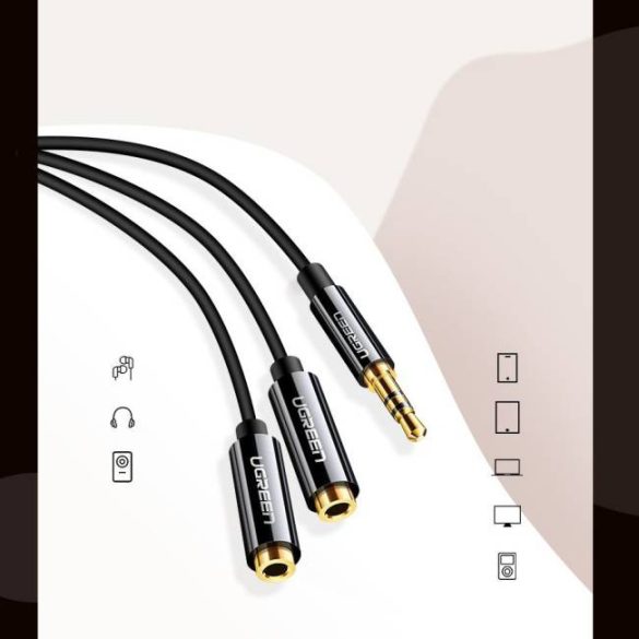 UGREEN 3,5 mm-es apa 2 anya audio kábel fekete