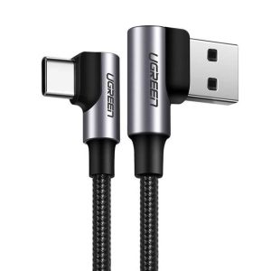 Ugreen USB - USB Type-c szögben kábel Quick Charge 3.0 QC3.0 3 A 1 m szürke (US176 20856)