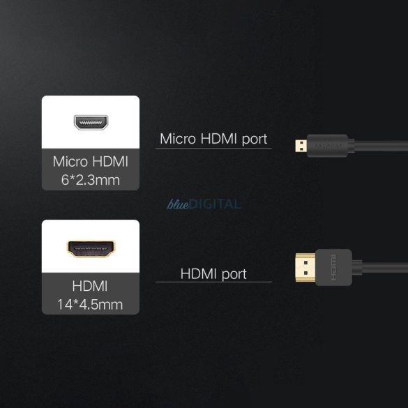 Ugreen HD127 micro HDMI - HDMI 2.0 kábel 2 m - fekete