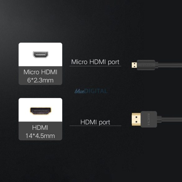 Ugreen HD127 micro HDMI - HDMI 2.0 kábel 1 m - fekete