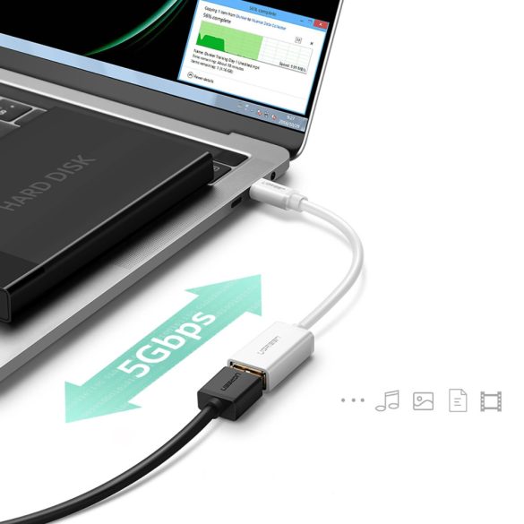 Ugreen US154 Type-C - USB-A 3.0 OTG adapter - fehér