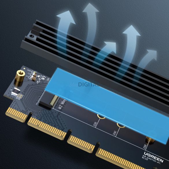 Ugreen bővítőkártya adapter PCIe 4.0 x16 M.2 NVMe M-Key fekete (CM465)