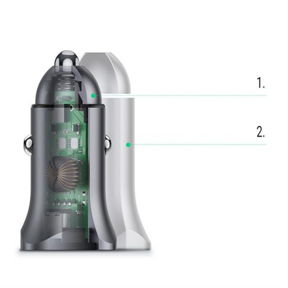 Ugreen CD130 Dual Ports autós töltő (USB A + PD) szürke