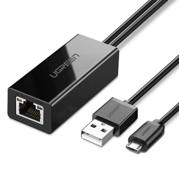 Ugreen külső hálózati adapter USB 100Mbps Chromecastra 1 m kábellel, fekete (30985)