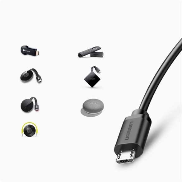 Ugreen külső hálózati adapter USB 100Mbps Chromecastra 1 m kábellel, fekete (30985)