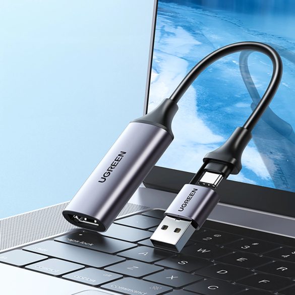 Ugreen CM489 USB-A/Type-C (apa) - HDMI (anya) adapter - szürke