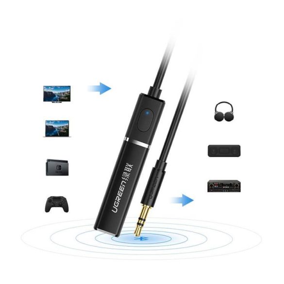 Ugreen Bluetooth 4.2 Receiver audio adapter 3,5 mm-es port Fekete (40761 CM107)
