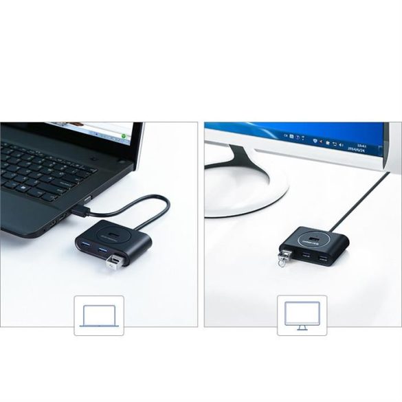 UREEN USB 3.2 GEN 1 HUB 4X USB USB type-c port 1m fekete (CR113 40850)