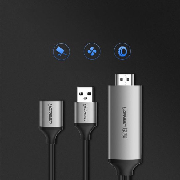 Ugreen CM151 USB-A (anya) - HDMI adapter USB-A tápcsatlakozóval (apa) 1.5m - szürke