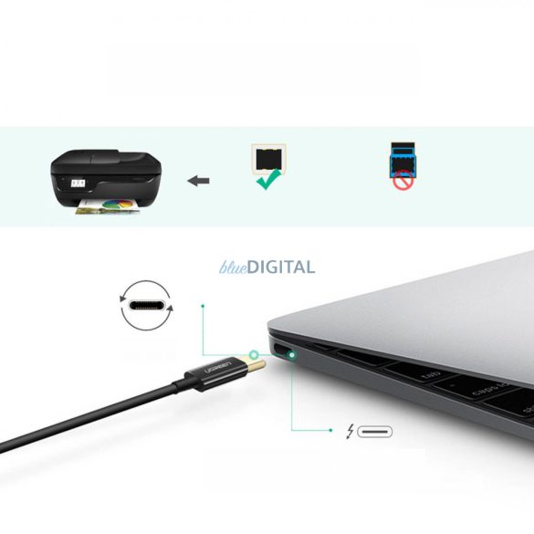 Ugreen nyomtatókábel USB-C - USB-B 480Mb/s 2m fekete (US241)