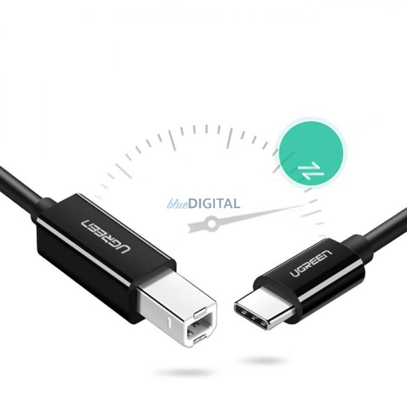 Ugreen nyomtatókábel USB-C - USB-B 480Mb/s 2m fekete (US241)