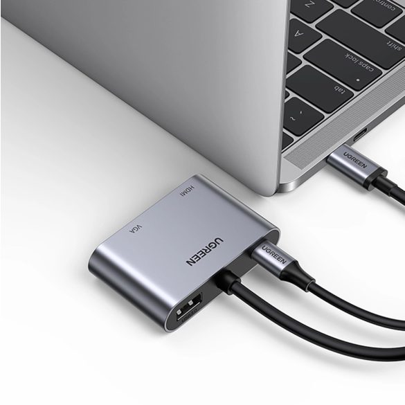 Ugreen CM162 dokkoló USB-C - HDMI / VGA / USB-A 3.0 / USB-C PD adapter - szürke