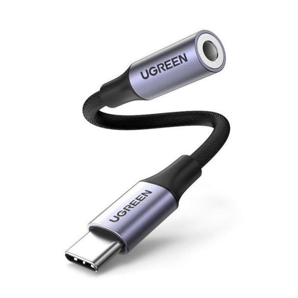 Ugreen 3,5 mm Mini csatlakozó USB type-c fejhallgató-adapter 10cm fekete
