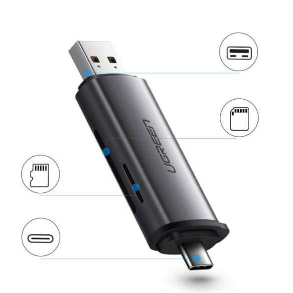 UGREEN USB-C + USB 3.0 TF / SD kártya olvasó