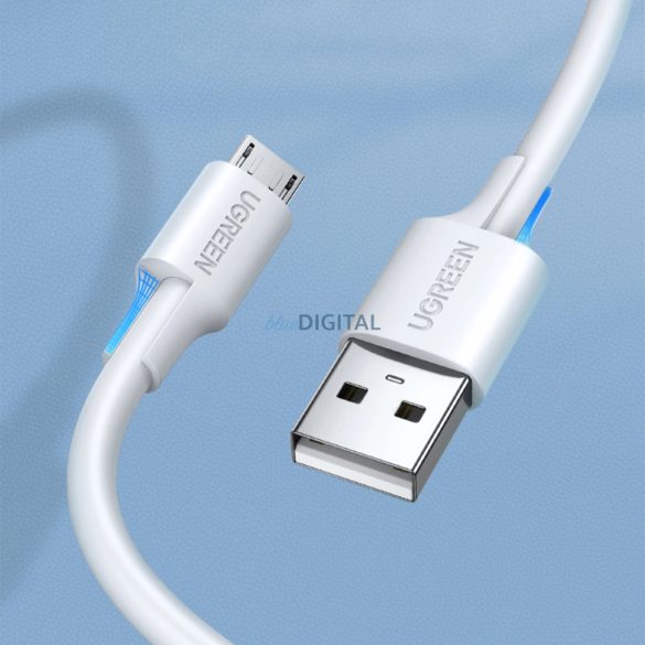 UGREEN US289 USB 2.0 és Micro USB kábel 0,25m fehér színben