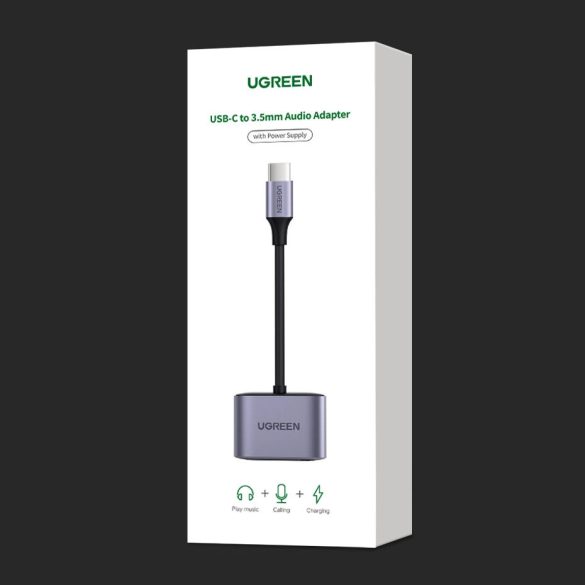 Ugreen CM231 Type-C - 3.5mm jack/Type-C adapter - szürke