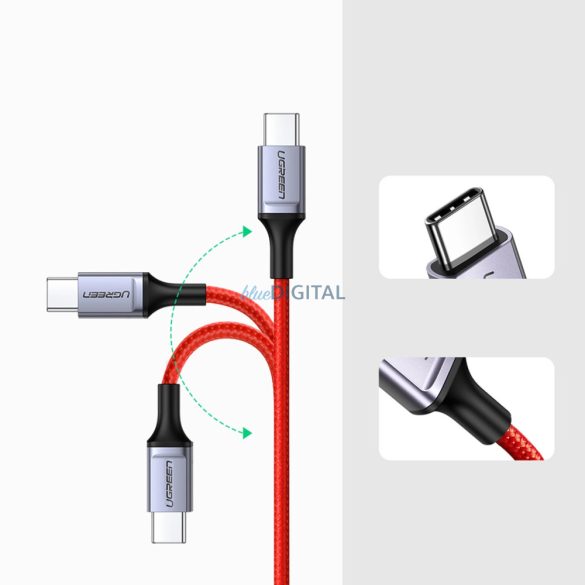 Ugreen US294 USB-C 2.0/USB-C 2.0 3A kábel - piros színű