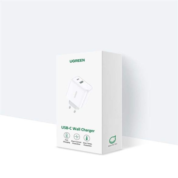 Ugreen fali töltő USB Type-c / USB 36 W Quick Charge 4.0 teljesítményleadás fehér (60468 CD170)