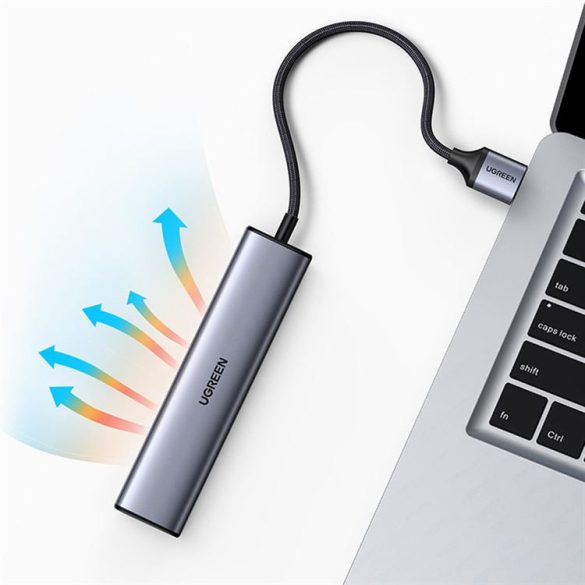 Ugreen multifunkcionális adapter HUB USB 3.0 - 3 x USB / Ethernet RJ-45 / USB Type C PD szürke (CM475)