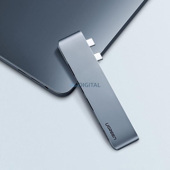 Ugreen CM251 Kettős USB-C 3*USB3.0+TF/SD+ USB-C FeApa átalakító szürke