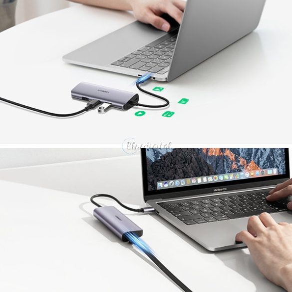 Ugreen multifunkciós adapter hub USB type-c - 3 x USB / Ethernet RJ-45 / Micro USB szürke (cm252)