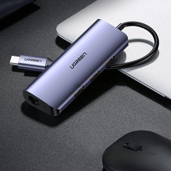 Ugreen multifunkciós adapter hub USB type-c - 3 x USB / Ethernet RJ-45 / Micro USB szürke (cm252)