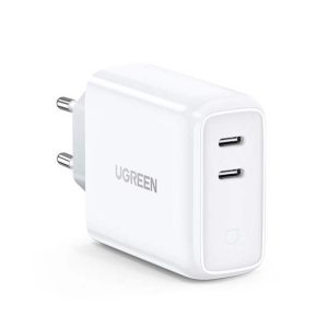 Ugreen Szybka ładowarka sieciowa 2x USB Type-c W Quick Charge 4.0 Power Delivery SCP FCP AFC biały (70264 CD199)