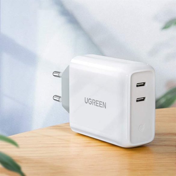 Ugreen Szybka ładowarka sieciowa 2x USB Type-c W Quick Charge 4.0 Power Delivery SCP FCP AFC biały (70264 CD199)