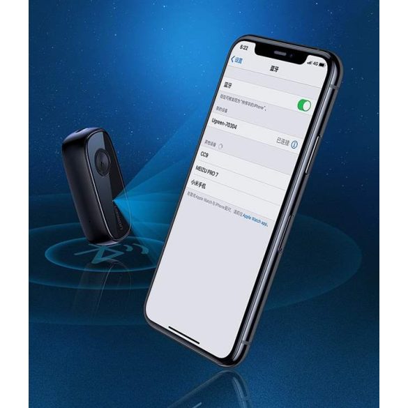 Ugreen vezeték nélküli Bluetooth audio adapter AUX aptX mini jack reciver fekete (70304)