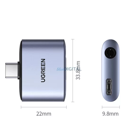 Ugreen CM231 USB-C mini jack 3,5 mm-es audio adapter - szürke