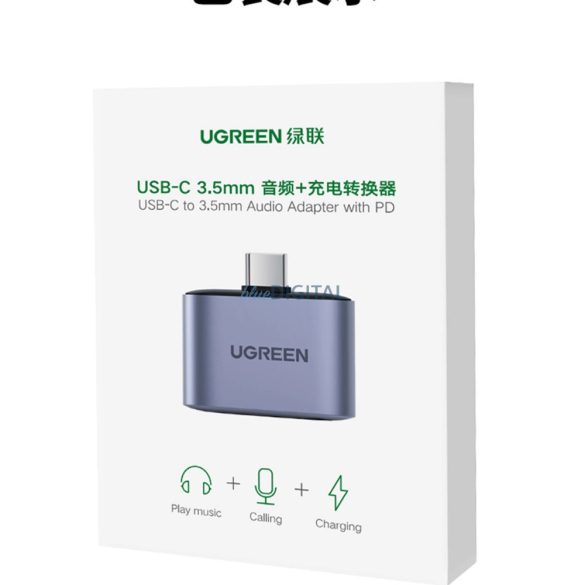 Ugreen CM231 USB-C mini jack 3,5 mm-es audio adapter - szürke