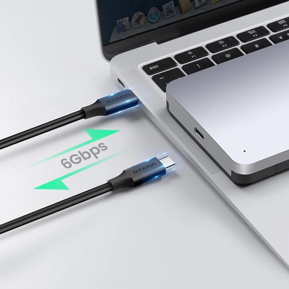 Ugreen CM300 SSD ház 2,5" SATA 3.0 6Gbps merevlemez - szürke + USB-C - USB-C kábel 0,5 m