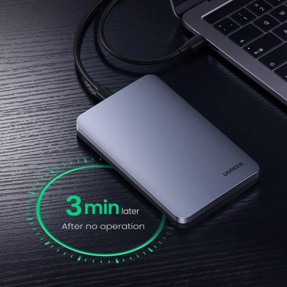 Ugreen CM300 SSD ház 2,5" SATA 3.0 6Gbps merevlemez - szürke + USB-C - USB-C kábel 0,5 m