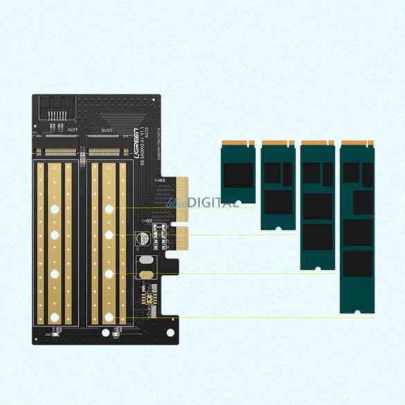 Ugreen bővítőkártya adapter PCIe 3.0 x4 M.2 NVMe meghajtóra fekete (CM302)