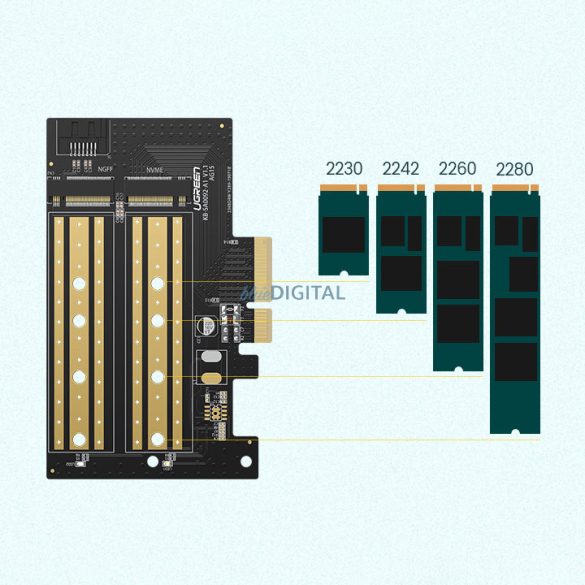 Ugreen bővítőkártya adapter PCIe 3.0 x4 SSD M.2 M-Key / M.2 B-Key fekete (CM302)