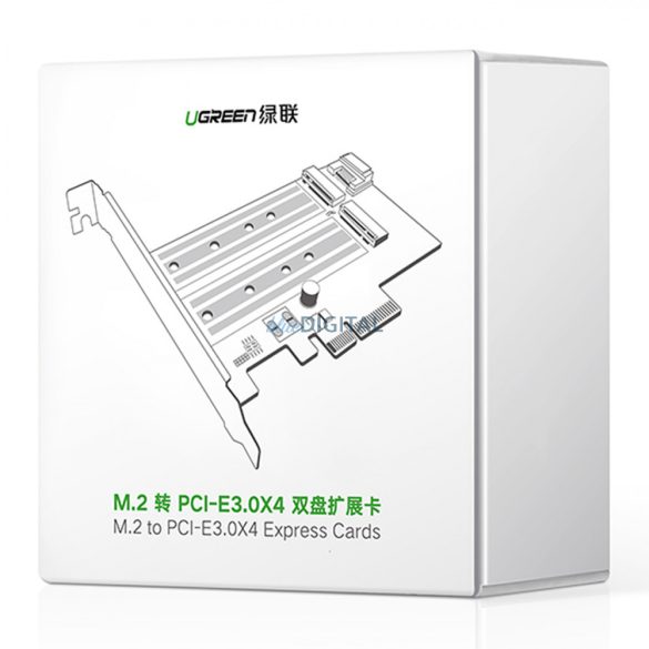 Ugreen bővítőkártya adapter PCIe 3.0 x4 SSD M.2 M-Key / M.2 B-Key fekete (CM302)
