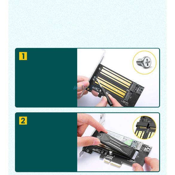 Ugreen bővítőkártya adapter PCIe 3.0 x4 SSD M.2 M-Key / M.2 B-Key fekete (CM302)