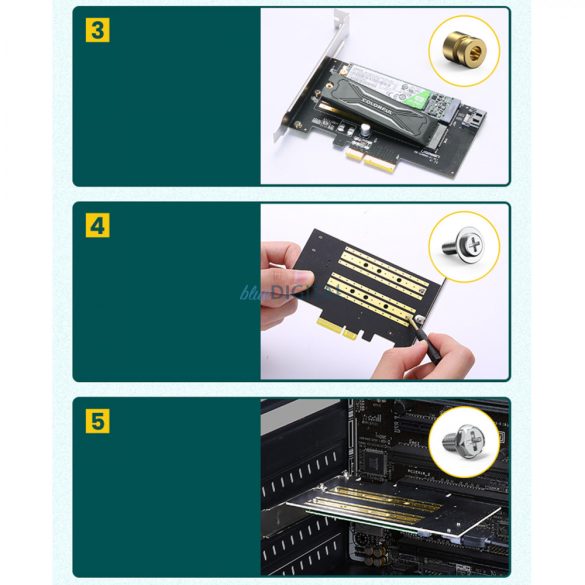 Ugreen bővítőkártya adapter PCIe 3.0 x4 SSD M.2 M-Key / M.2 B-Key fekete (CM302)