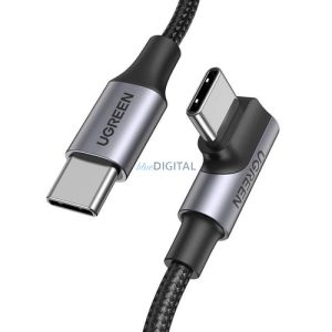 Ugreen US334 USB-C 2.0 (ferde) / USB-C 2.0 (egyenes) kábel 100W PD 1 m - fekete