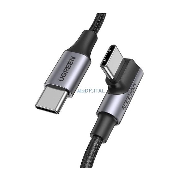 Ugreen US334 USB-C 2.0 (ferde) / USB-C 2.0 (egyenes) kábel 100W PD 1 m - fekete