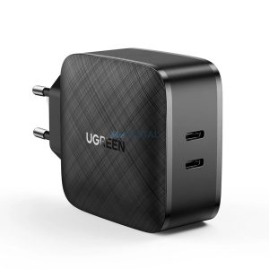 Ugreen CD216 hálózati töltő 2x-USB-C csatlakozással 66W PD3.0 QC4.0 - fekete