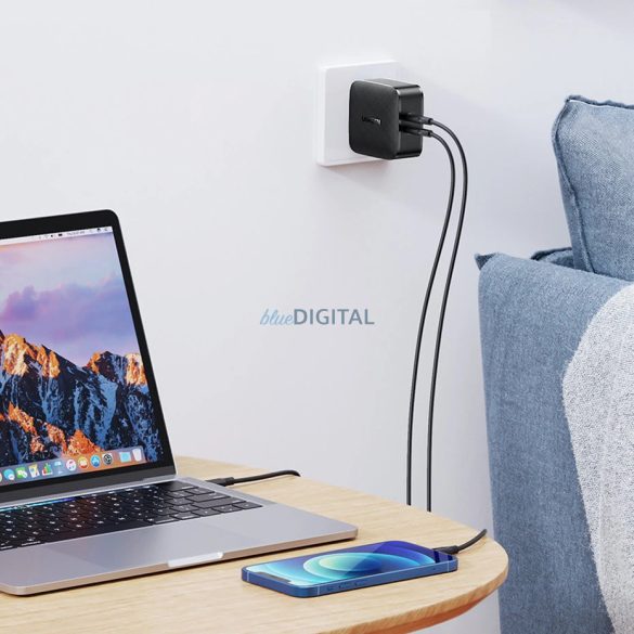 Ugreen CD216 hálózati töltő 2x-USB-C csatlakozással 66W PD3.0 QC4.0 - fekete